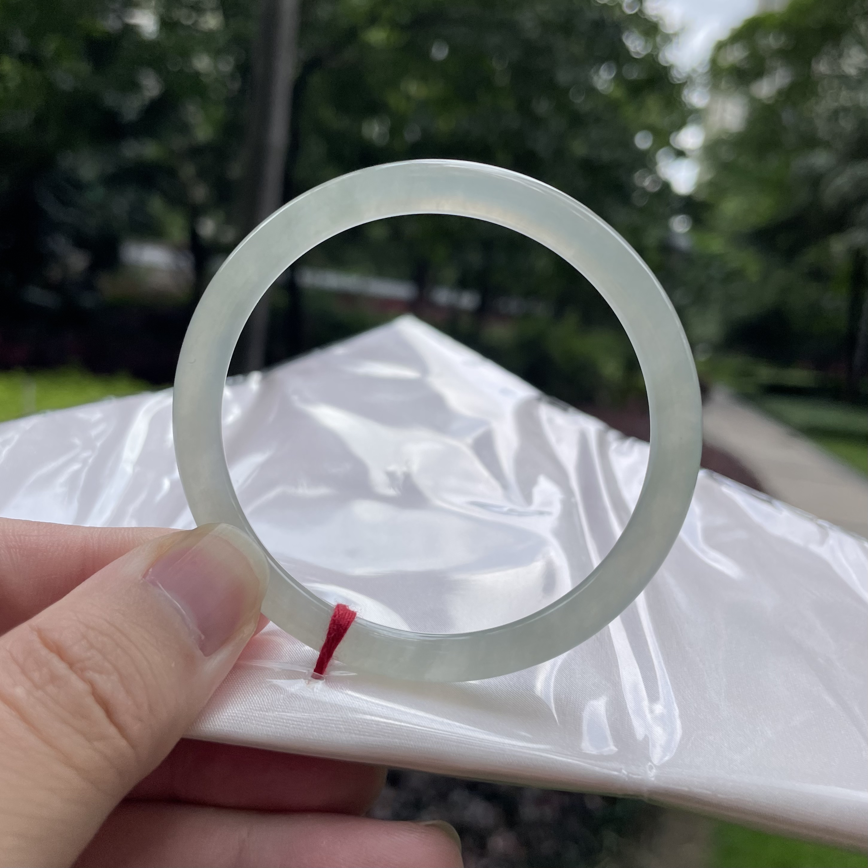 天然翡翠冰晴手镯 五十六点六圈口 圆条