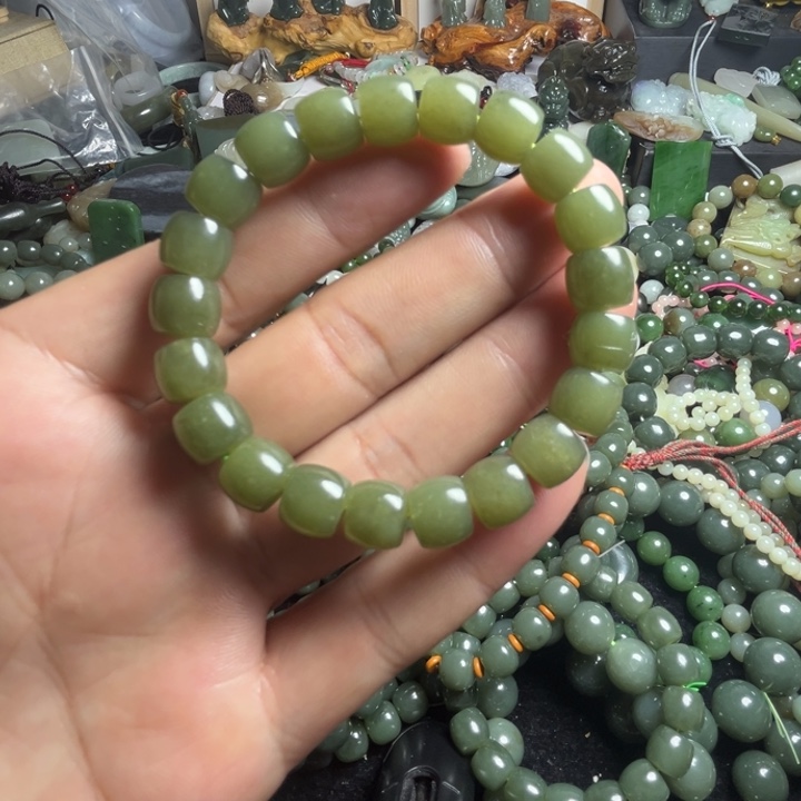 和田玉手串未镶嵌卡10