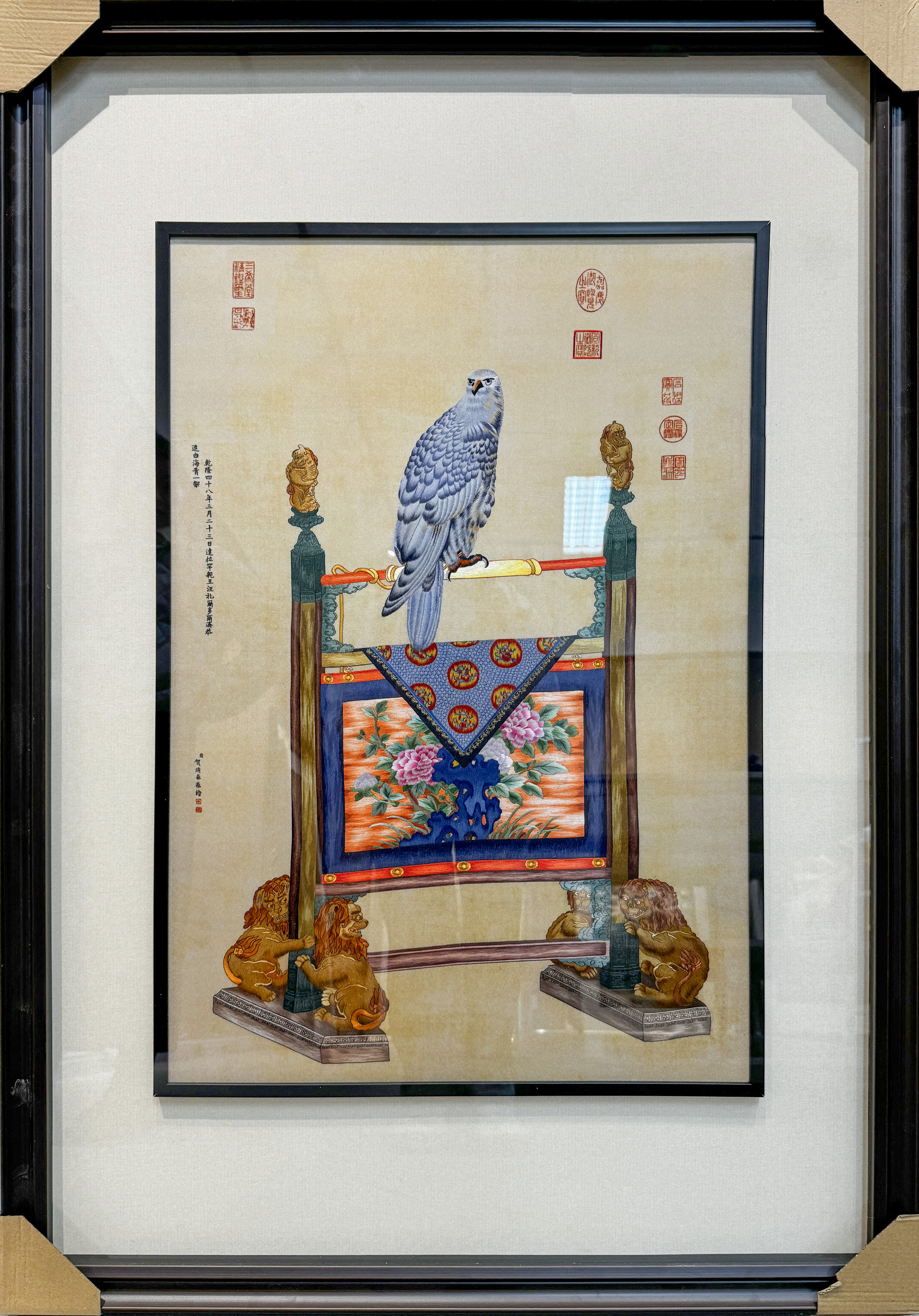 【雄鹰图】纯手工刺绣玄关苏绣精品挂画成品画芯48*72cm