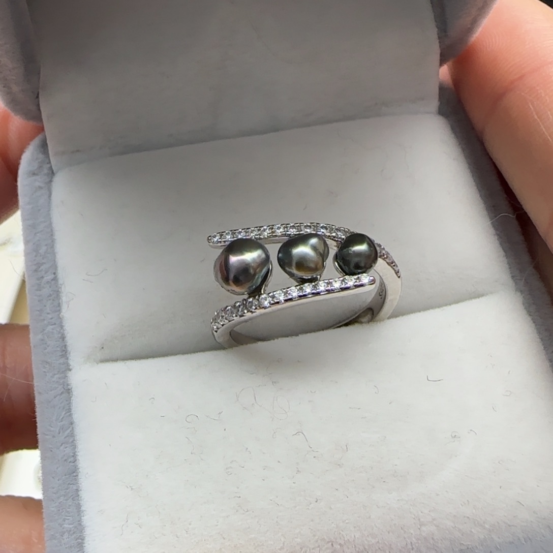 海水珍珠戒圈银S925镶嵌