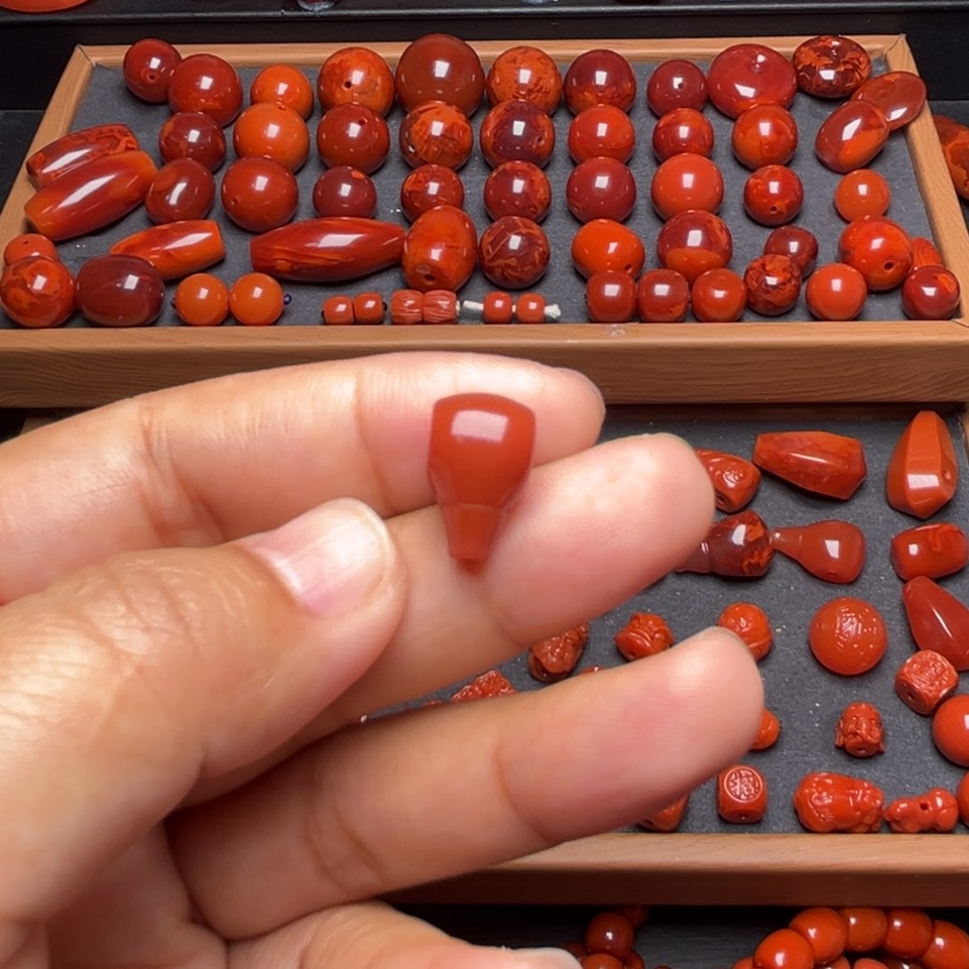 南红玛瑙配饰未镶嵌三通卡9.3mm
