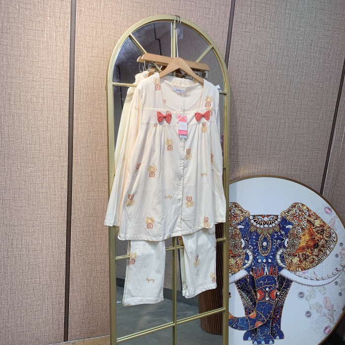 XX011孕妇杏色月子服套装L90-130XL140XXL150