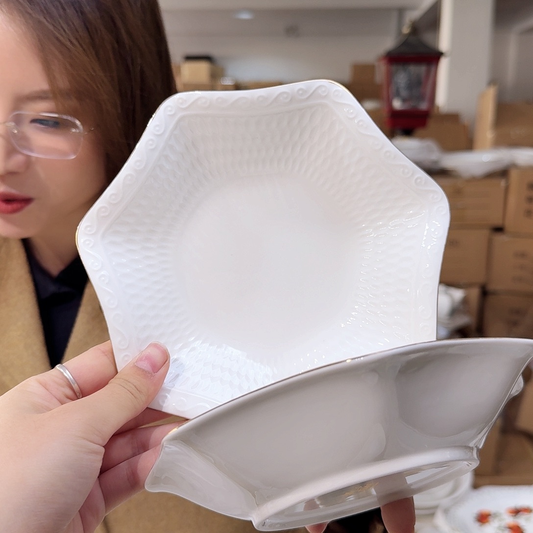 骨瓷7英寸平盘18cm2只