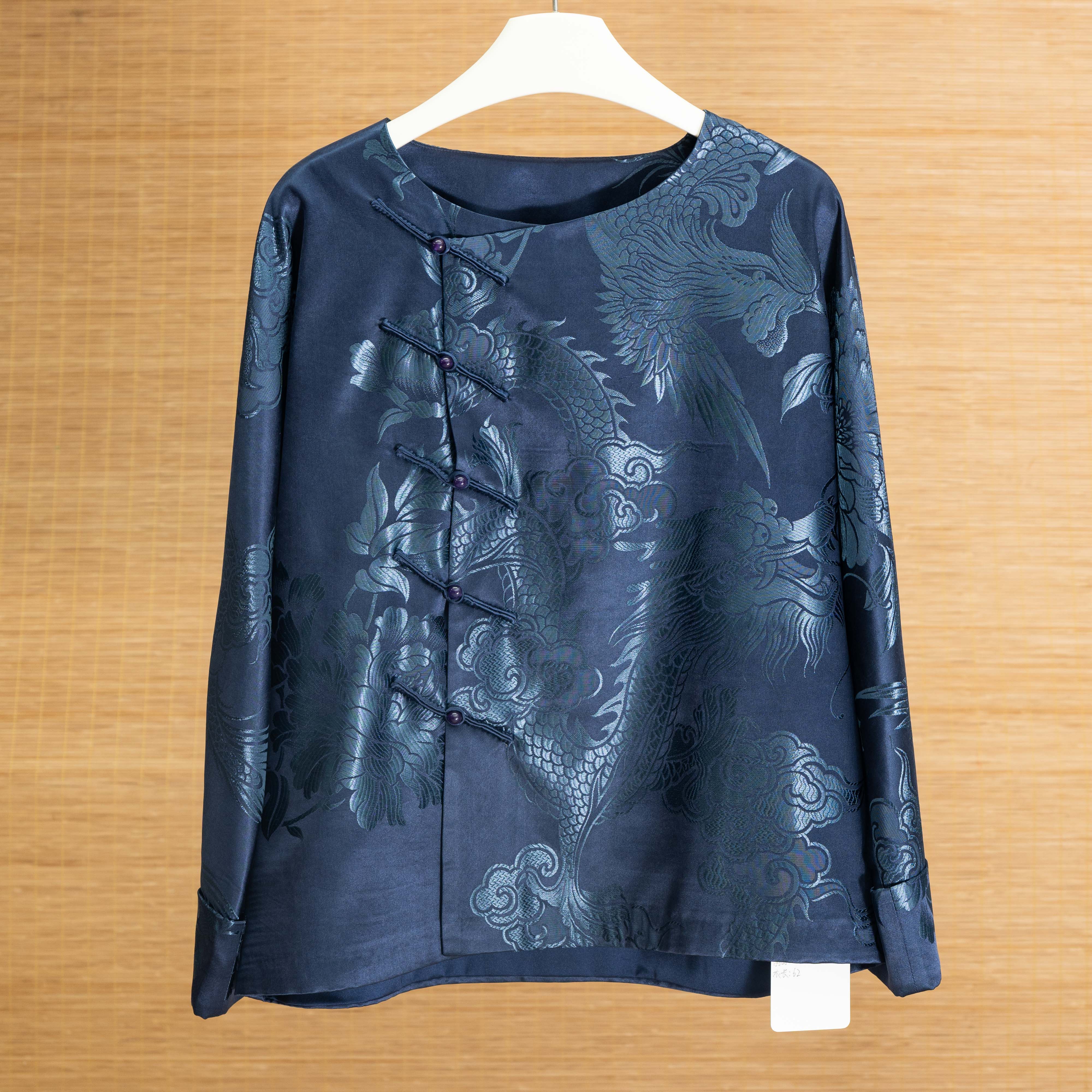 【云囍原创设计】老缎双层偏襟一字扣加珠扣外套