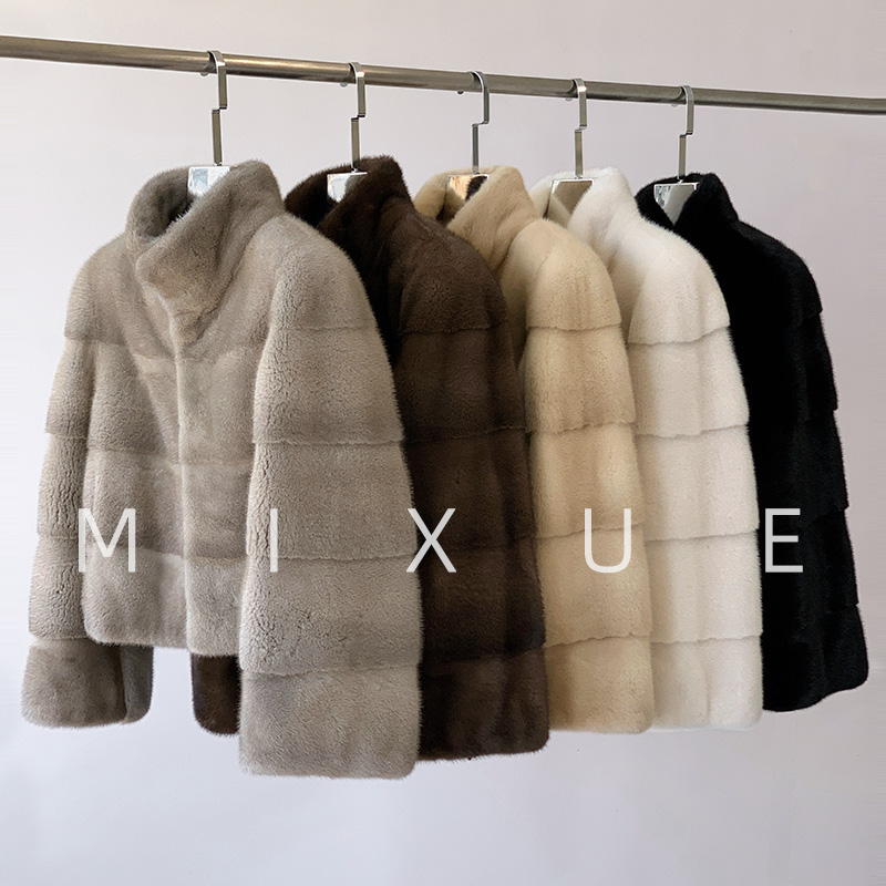 挚爱貂 进口水貂皮草外套女年轻款整貂天鹅绒横排貂皮大衣冬