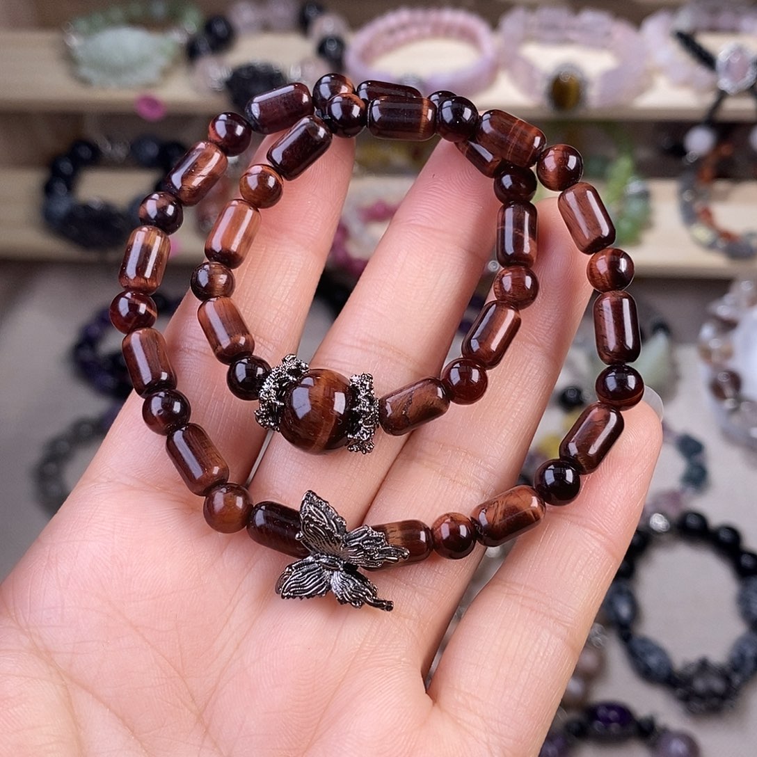 玛瑙/玉髓手链未镶嵌6毫米虎眼双圈