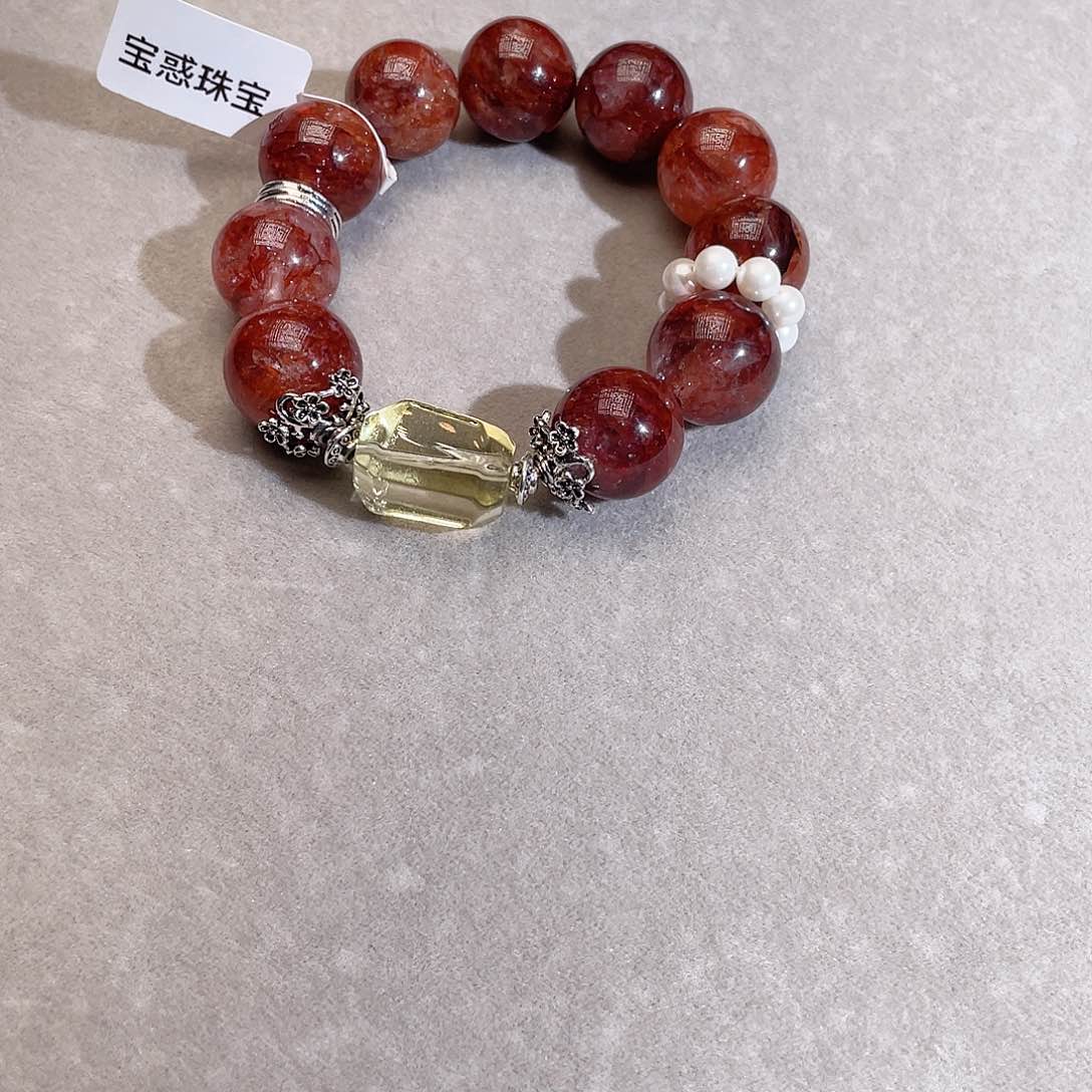 水晶手链未镶嵌红胶花水晶手串