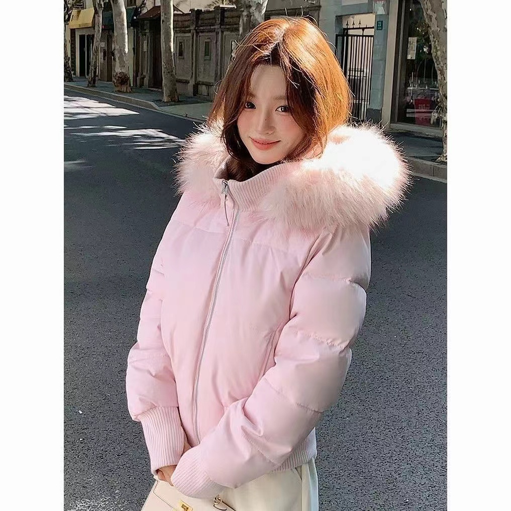 【运补6-8】小海鸥2025新款毛领加厚短款常规长袖百搭修身冬季棉袄