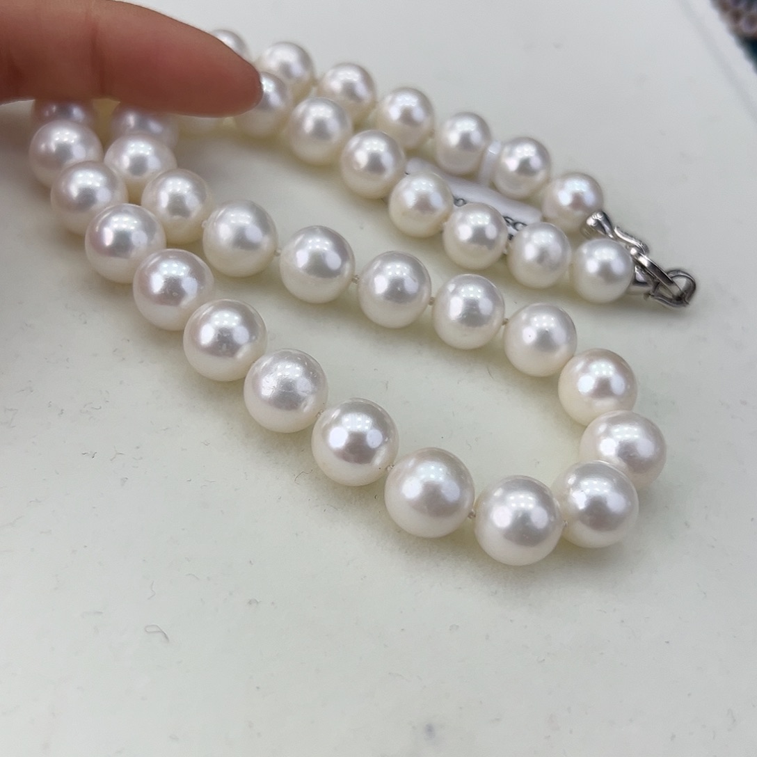 淡水珍珠颈饰银S925镶嵌➕11-12高品澳白光