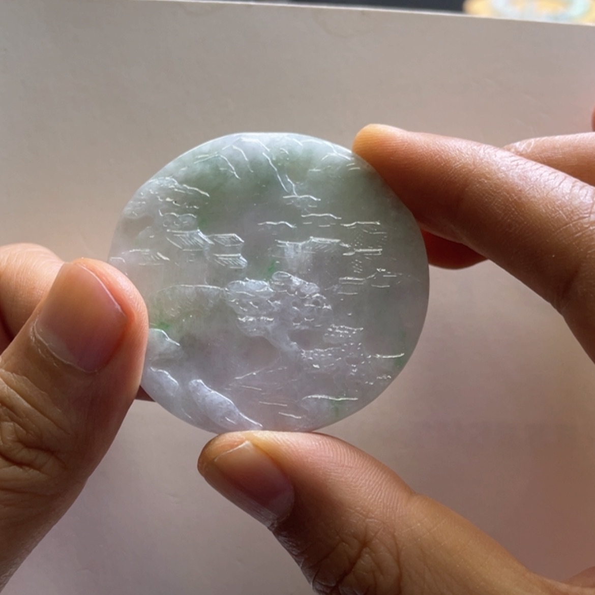 【闪购商品】翡翠未镶嵌颈饰冰春彩山水牌