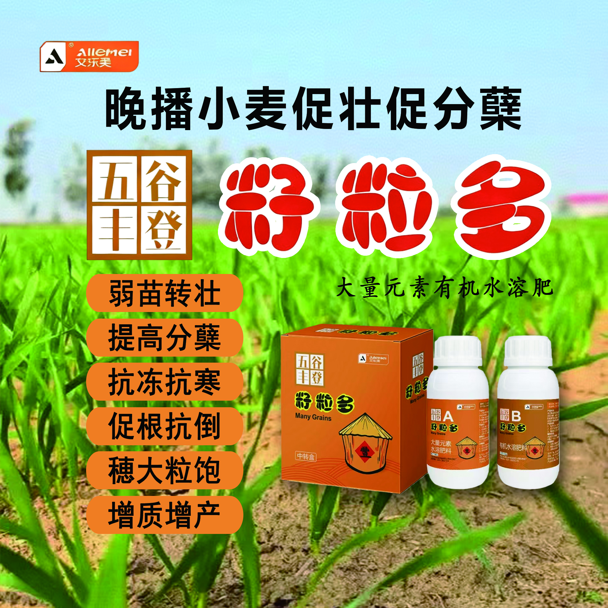 艾乐美小麦促扎根促分蘖大量元素有机水溶肥