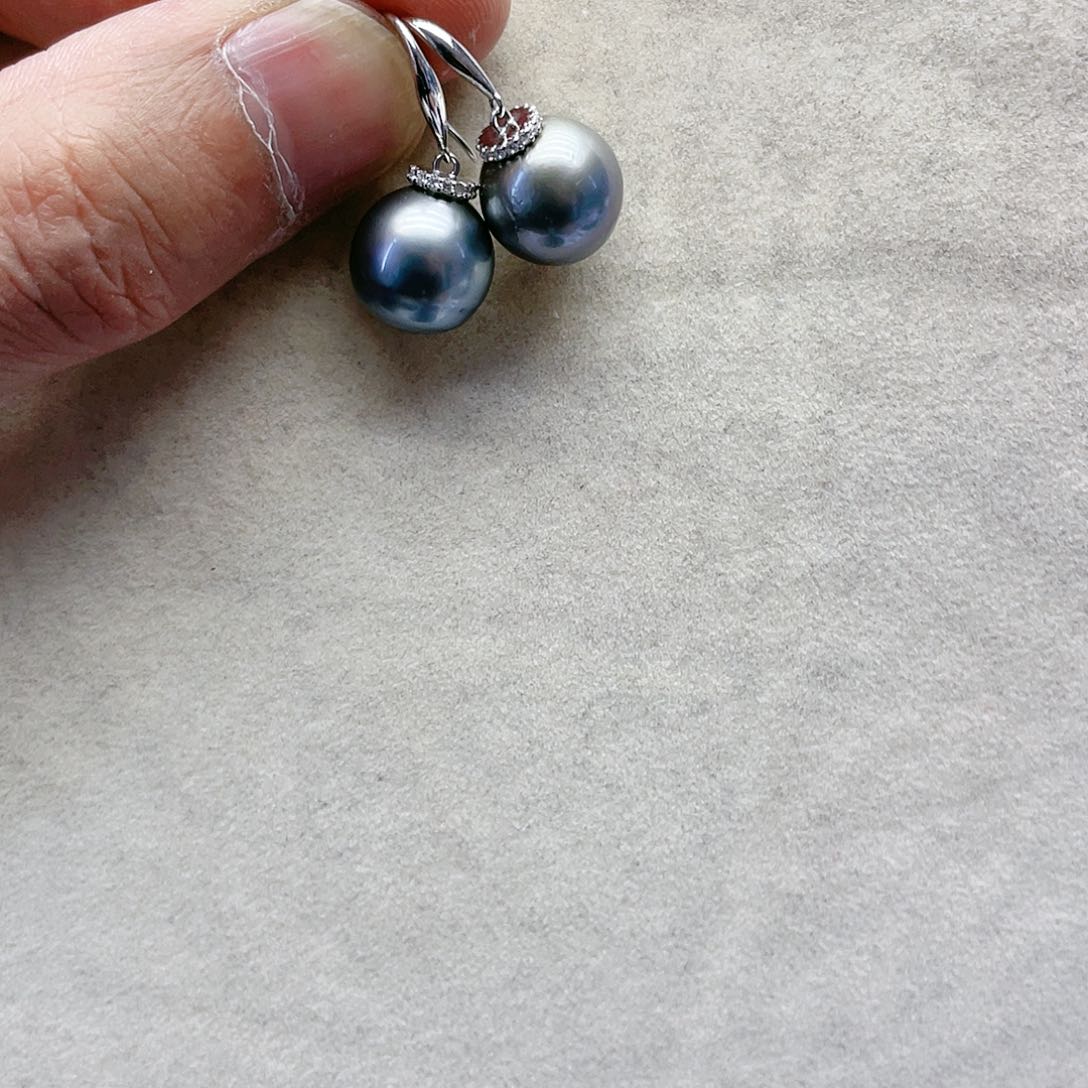 海水珍珠耳饰银S925镶嵌