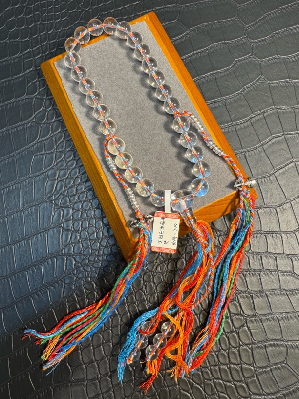 天然双A白水晶手持彩色编织民族风手工