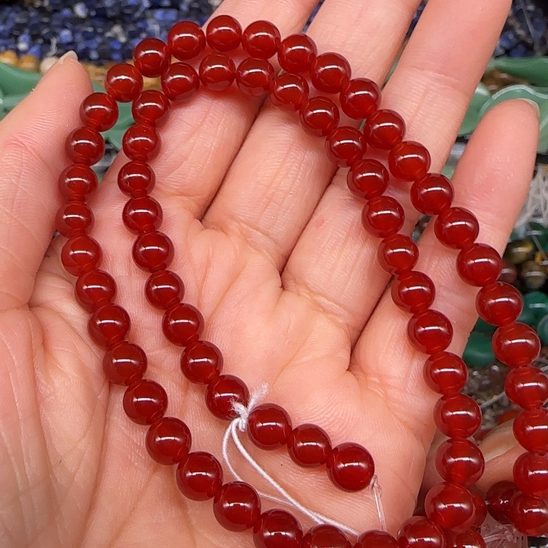 玛瑙/玉髓合金珠宝半成品红玛瑙6mm一条