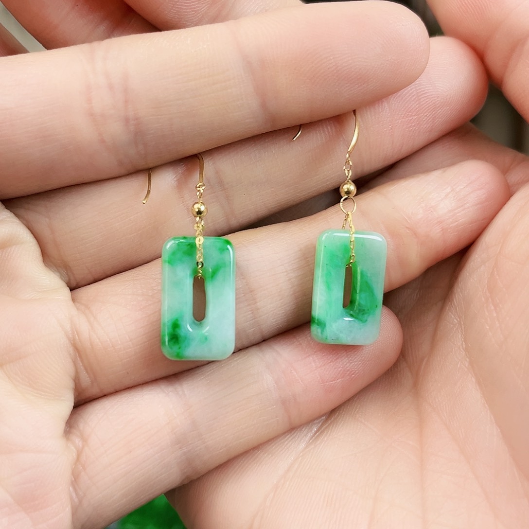 翡翠耳饰18K金镶嵌耳饰