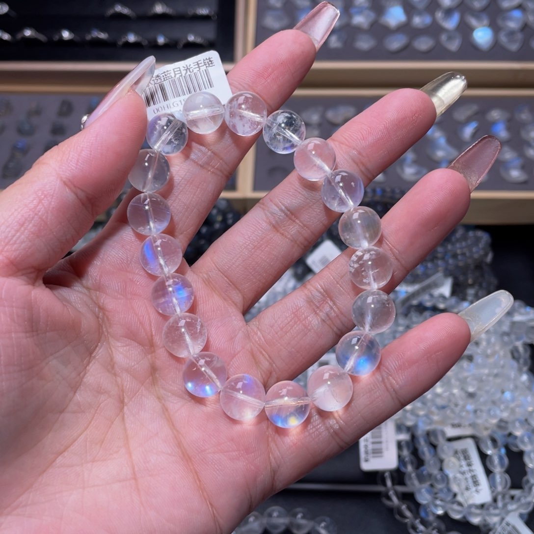 月光石手链未镶嵌哈**软蓝月光手链10.5mm