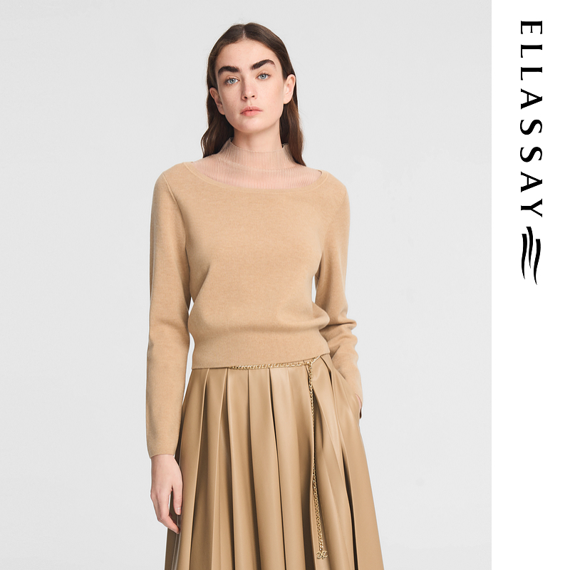 ELLASSAY歌力思新款绵羊毛温暖舒适针织衫女EWE353M01100