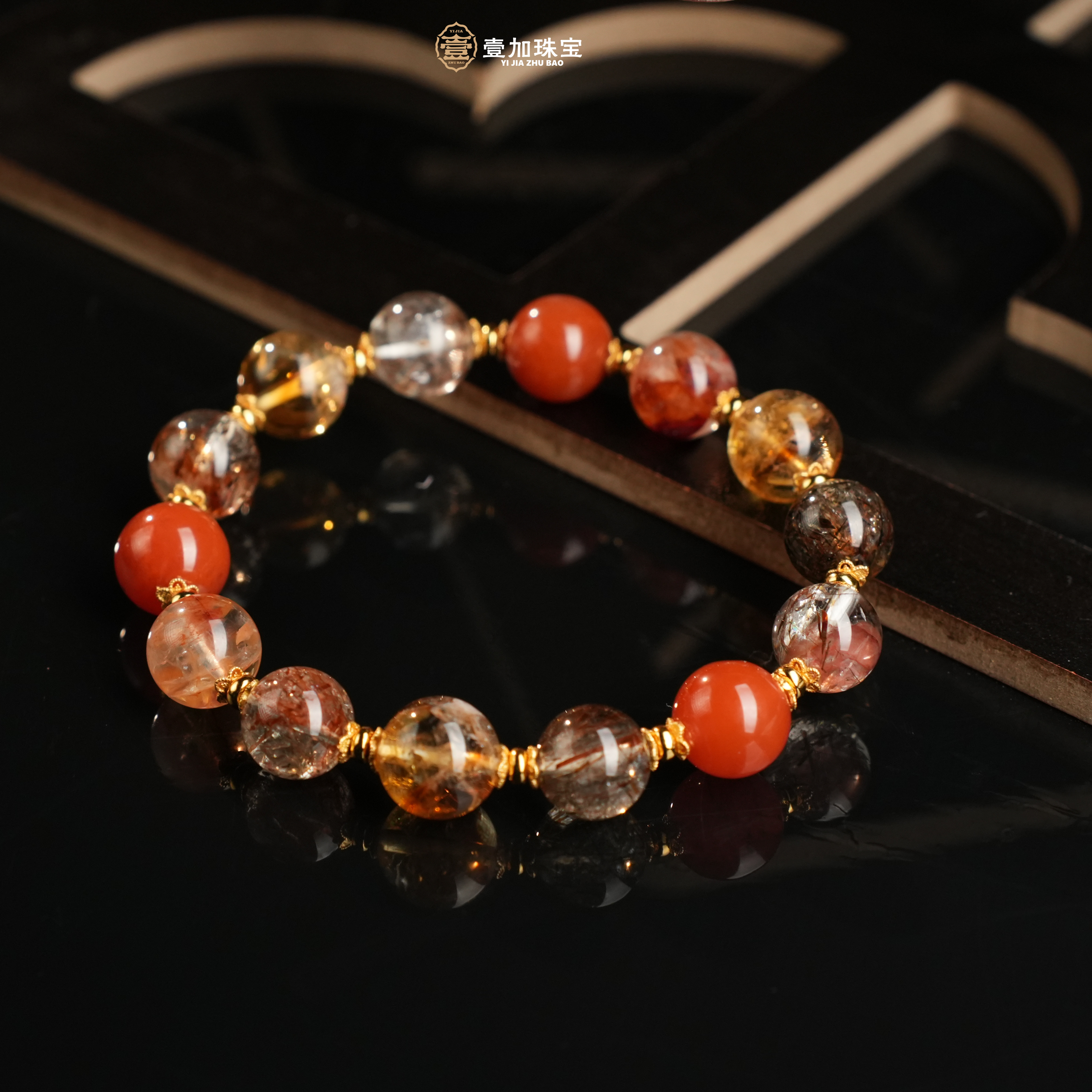 壹加师姐|手工设计逆天翻盘胶花黑金超水晶手串多样性发一10221M