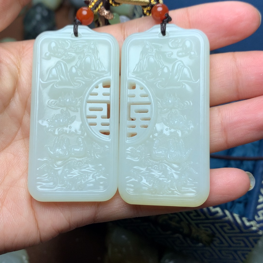 和田玉对牌未镶嵌意*