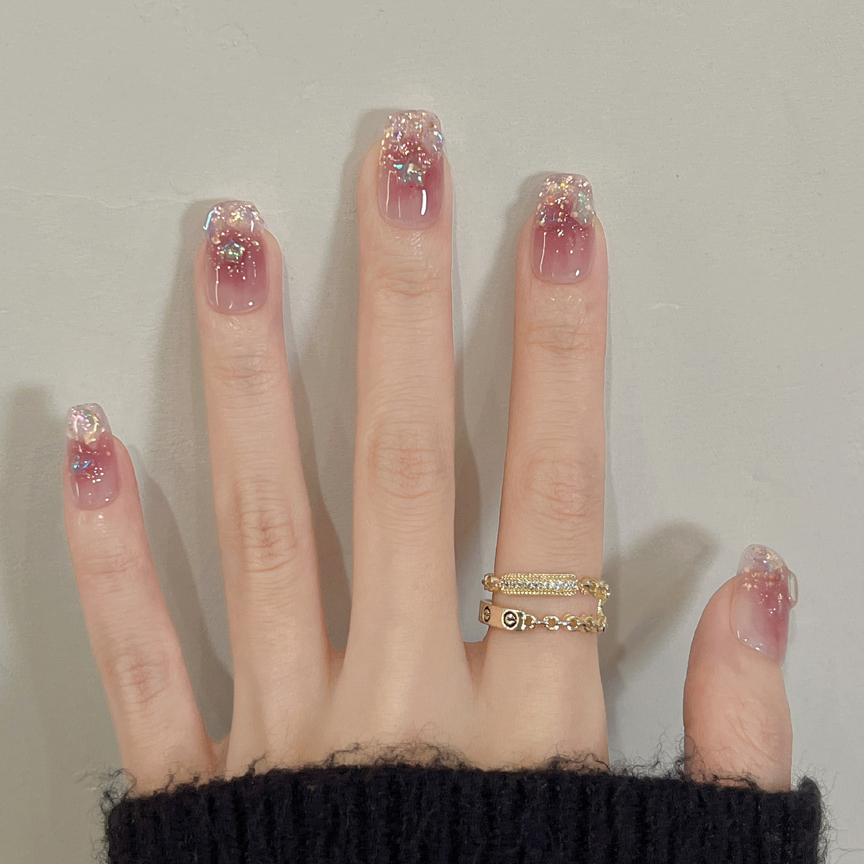 清都紫薇 手工穿戴甲紫色晕染极光钻中方高级氛围气质显白美甲