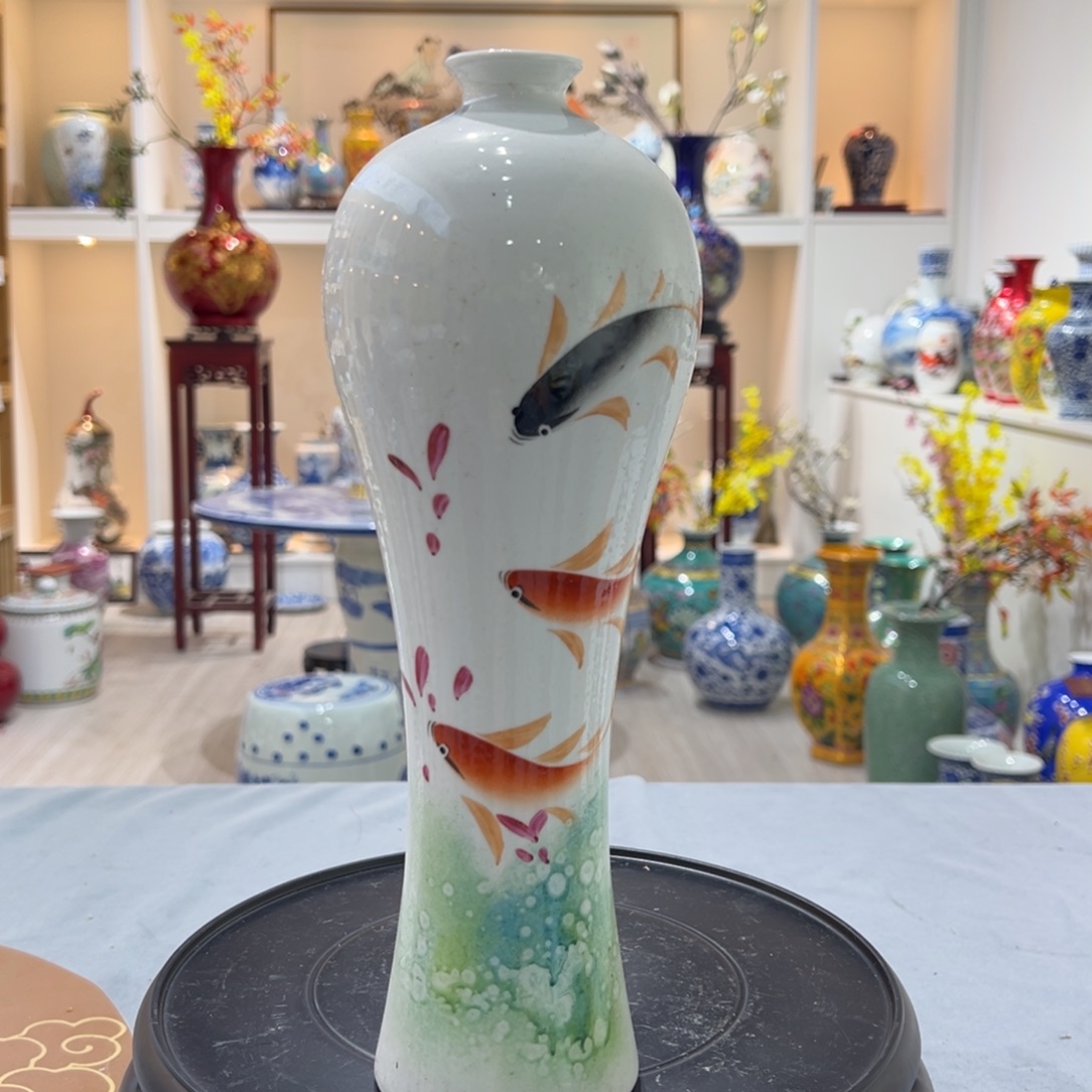 陶摆件32cm连年有余美人瓶