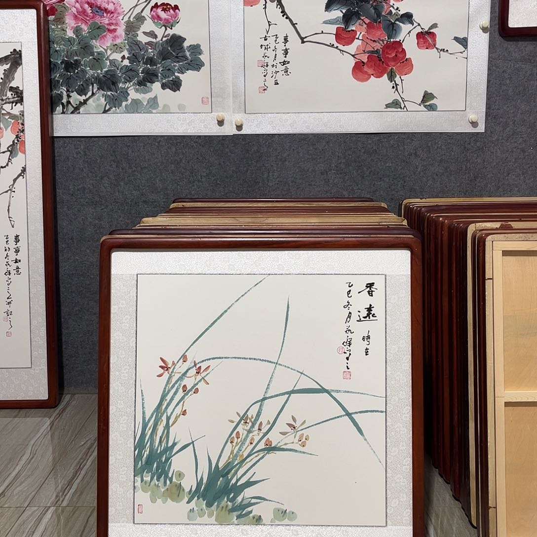 国画书画作品带框63×63