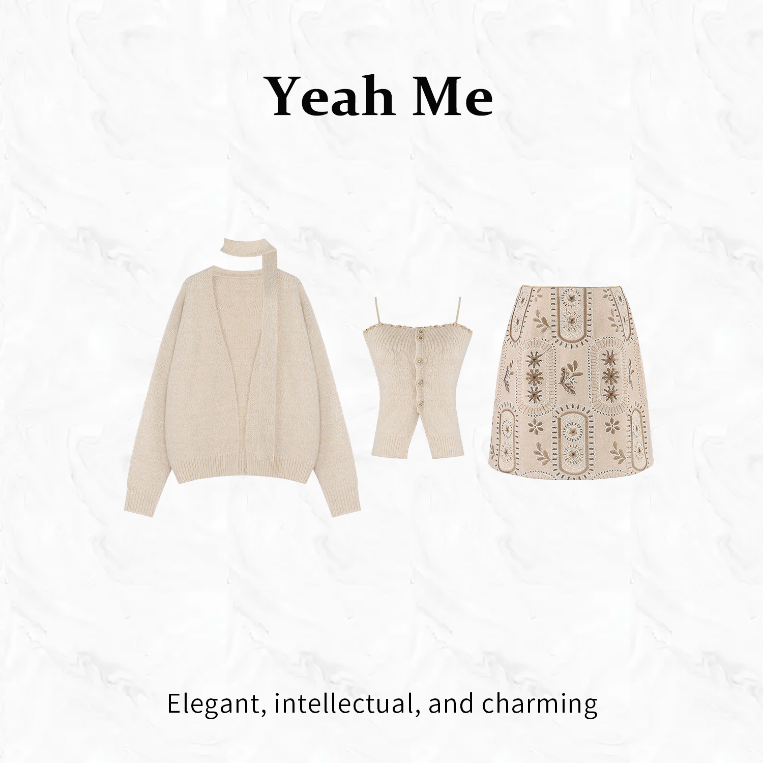 Yeah Me/也觅【慵懒氧气】秋季新款复古风气质显瘦渐变半身裙套装女