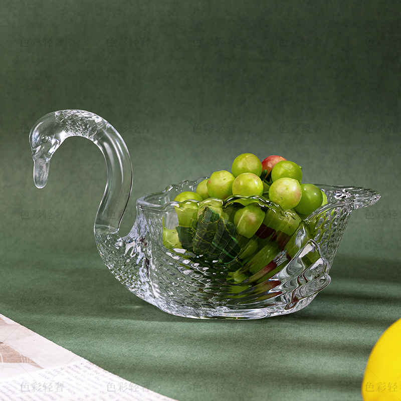 【金橘专属】现代化时尚质感家居装饰摆件天鹅果斗透明摆件