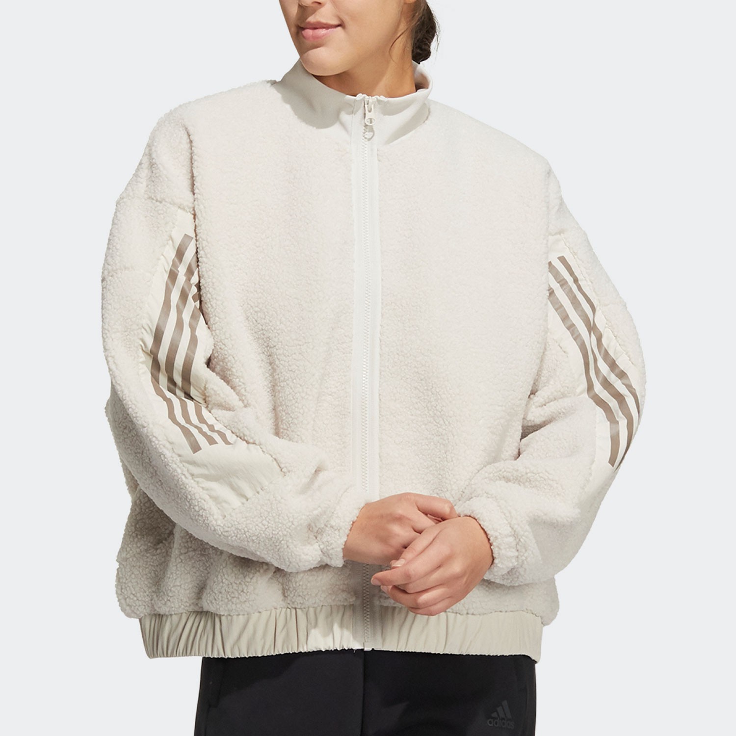 Adidas/阿迪达斯正品休闲女款时尚加绒保暖夹克外套 HM7456