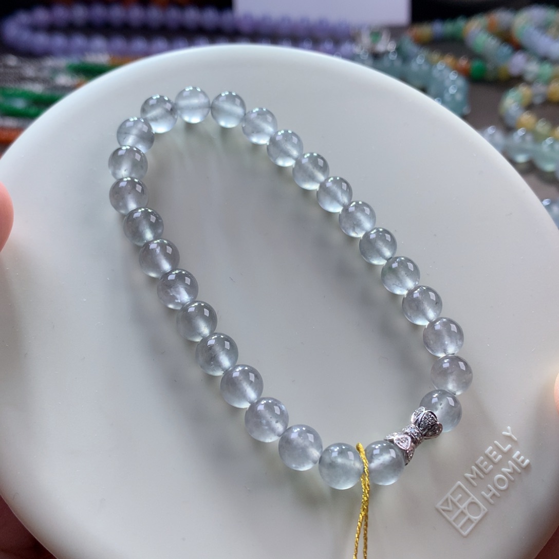 翡翠手链未镶嵌玻璃种黑刚手串