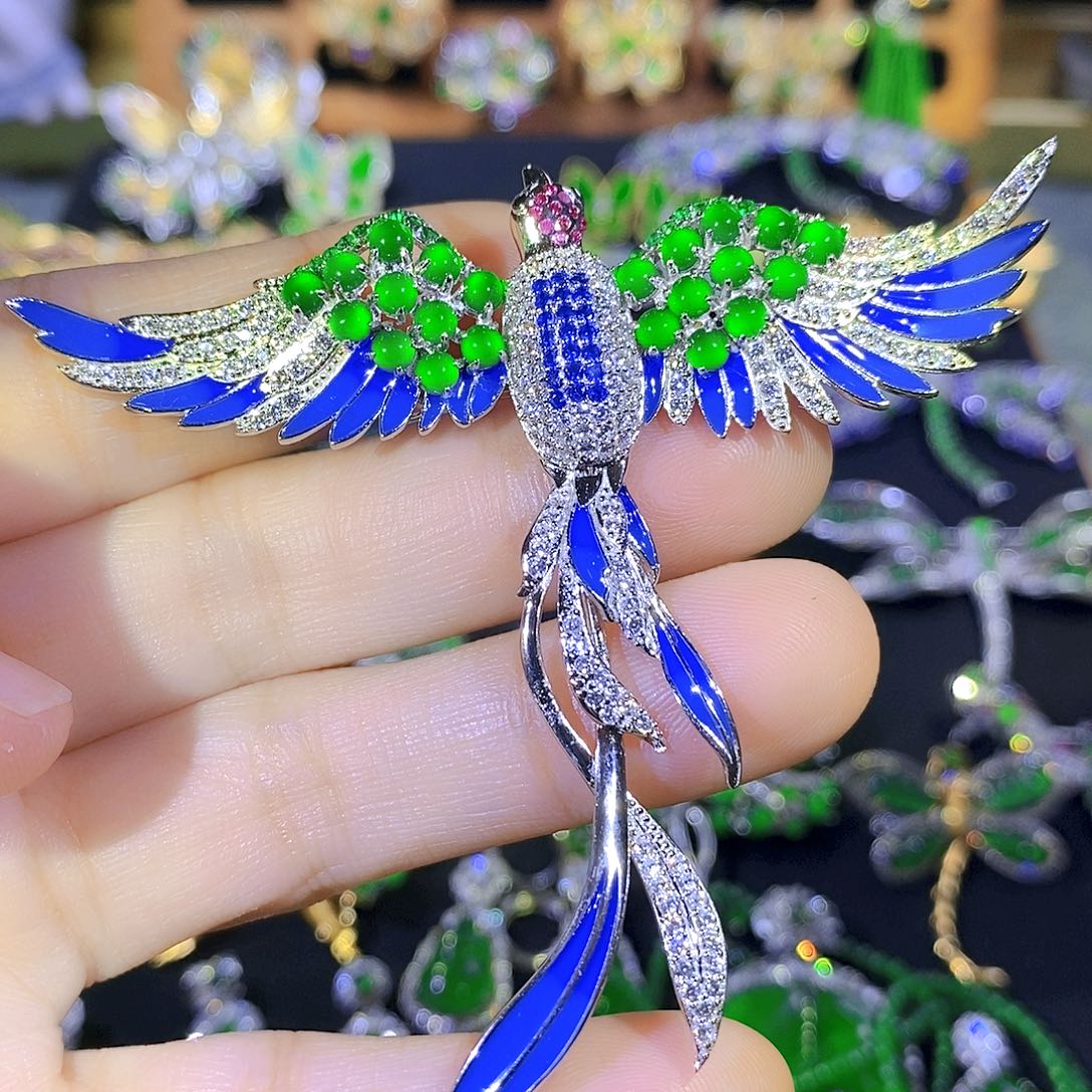 吊坠(不含链)银S925镶嵌翡翠