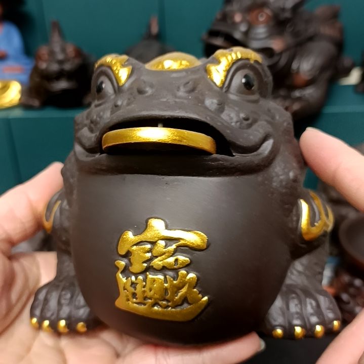 茶宠紫砂进宝灵蟾茶宠摆件