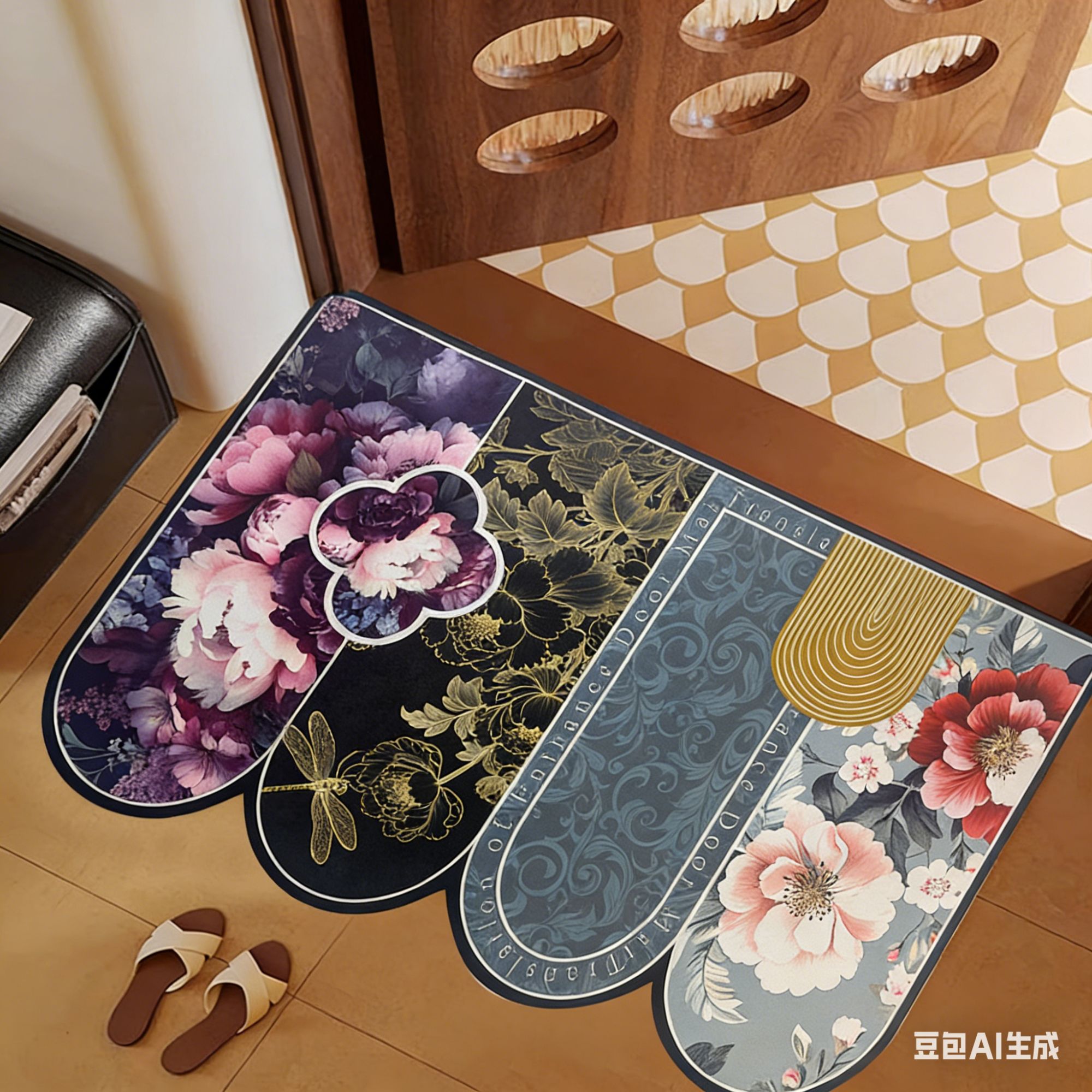 超柔印花高级地垫吸水耐脏易清理入户门/卧室/卫生间地垫