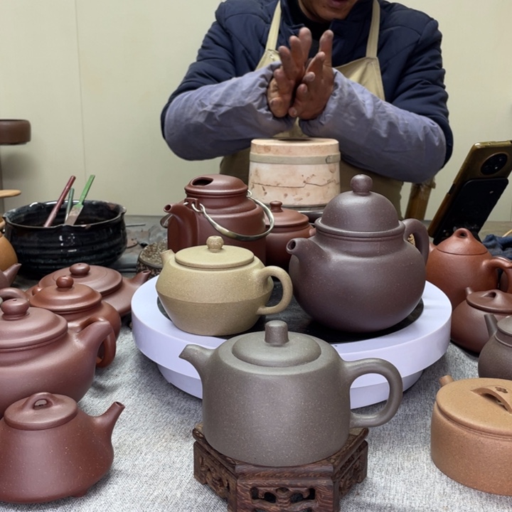 紫泥茶壶黑墩头紫泥曼生井栏260C半手工