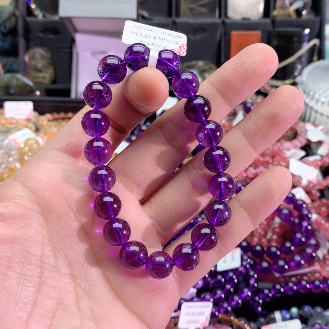 水晶手串未镶嵌J**喵乌拉圭紫晶手链10+