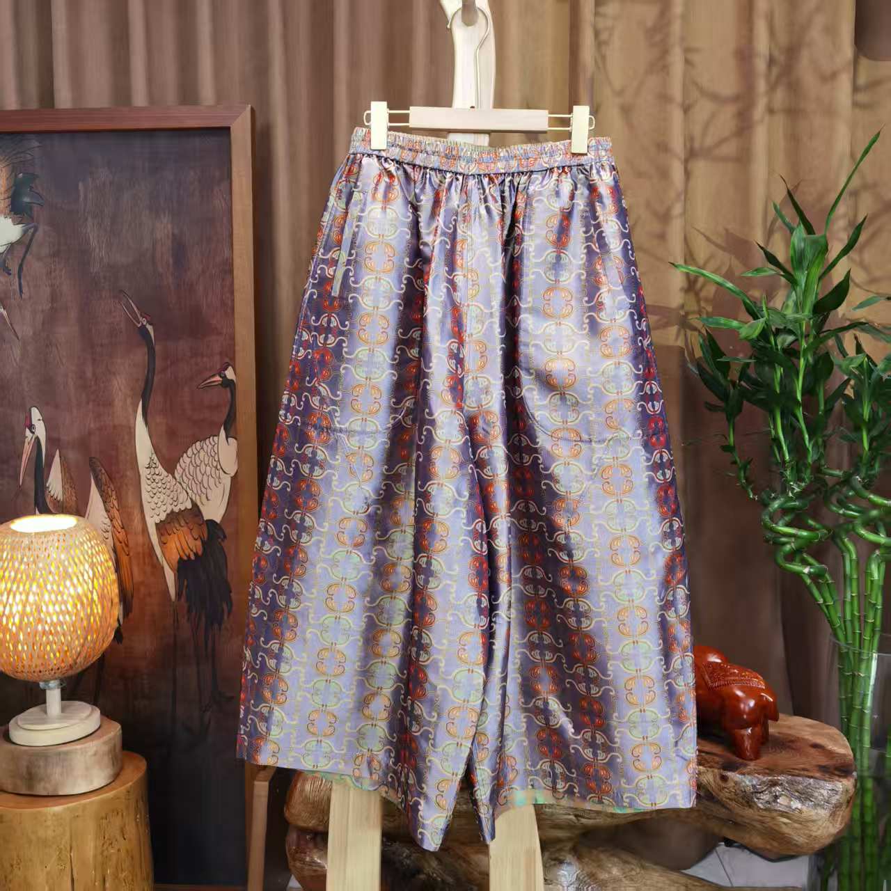 富美国风蜀锦灯笼裤F7790双面穿