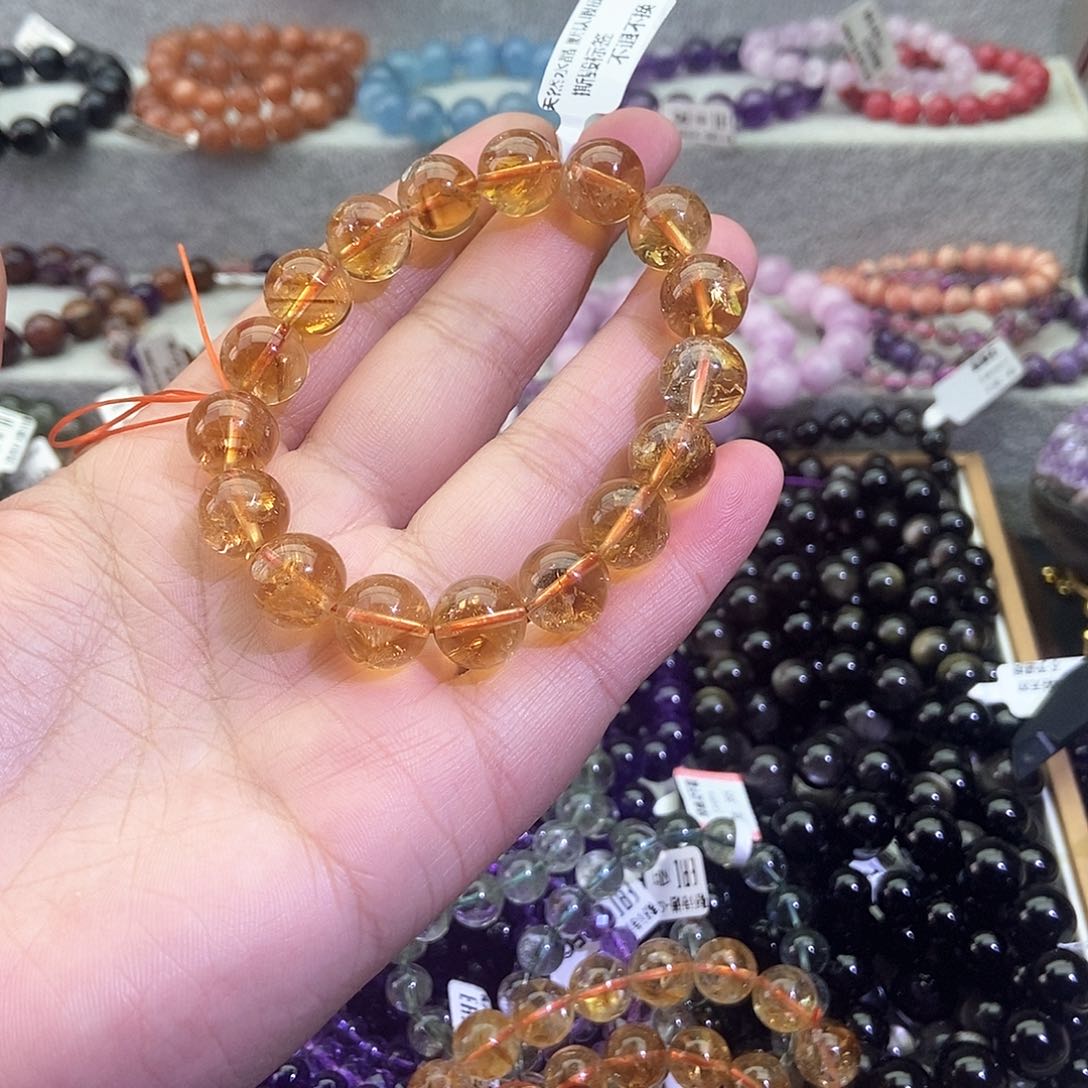 水晶手链未镶嵌就***子暴力黄水晶12