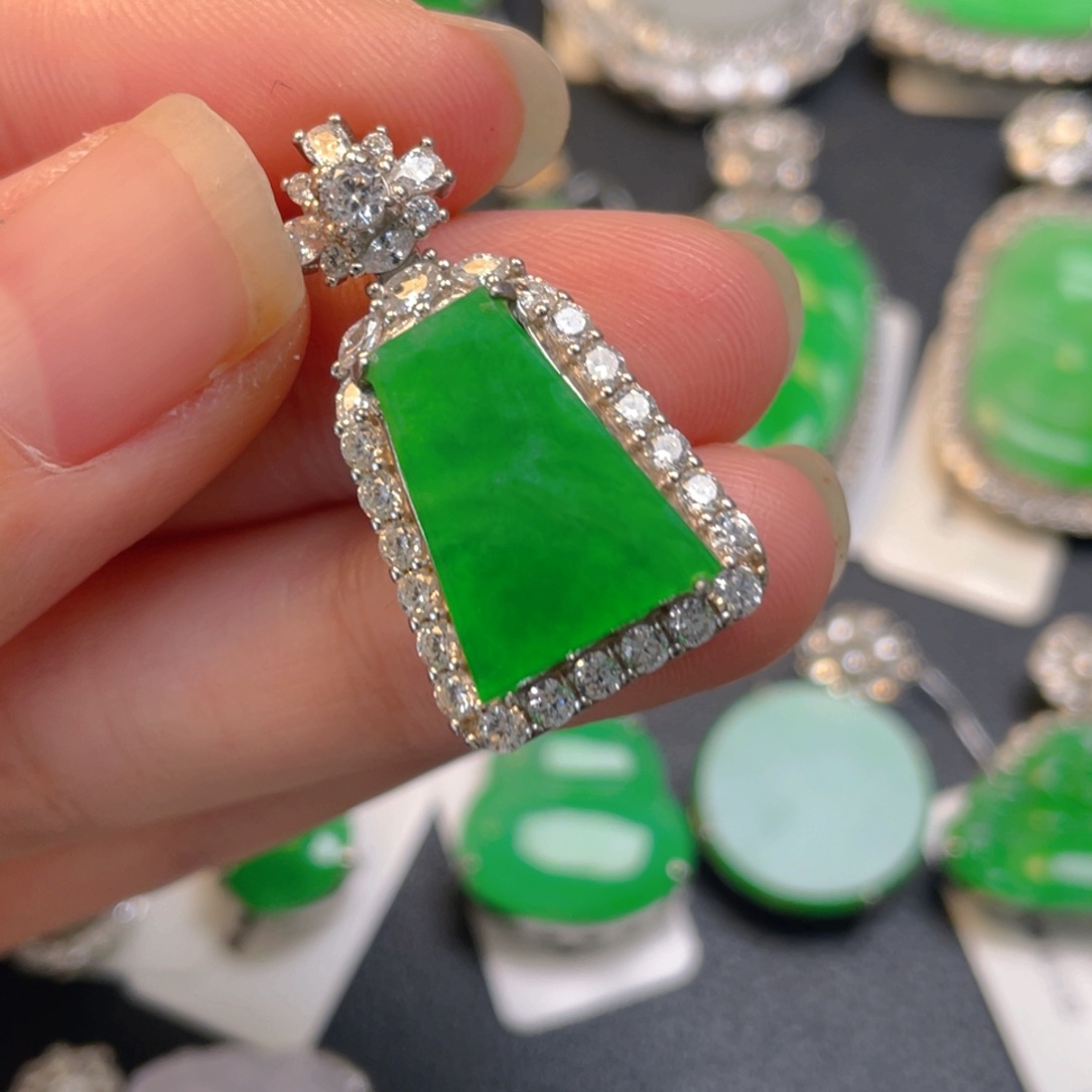 翡翠银S925镶嵌吊坠(不含链)