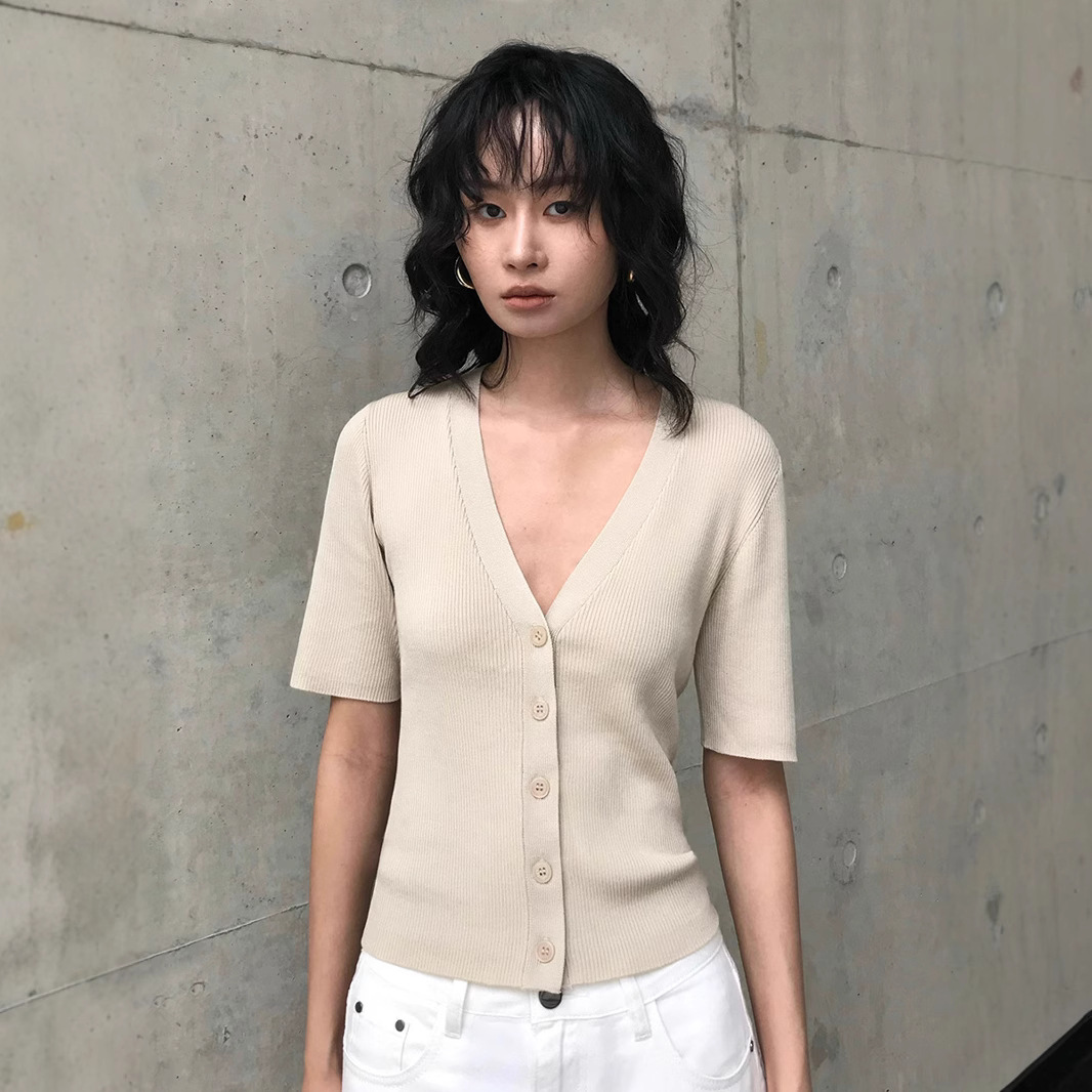 【100%莱赛尔兰丝】南油高货针织衫女 2025春季三分袖V领薄款开衫
