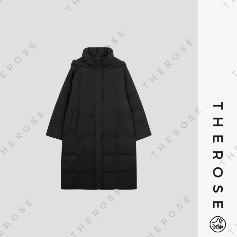 之柔【寒武纪】精纺羊毛廓形面包长款羽绒服秋冬白鹅绒保暖连帽外套