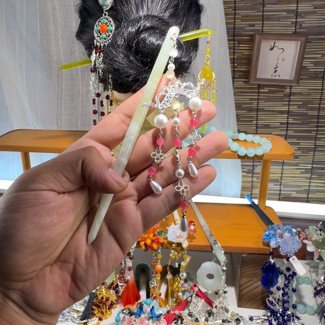 蛇纹石玉合金发饰