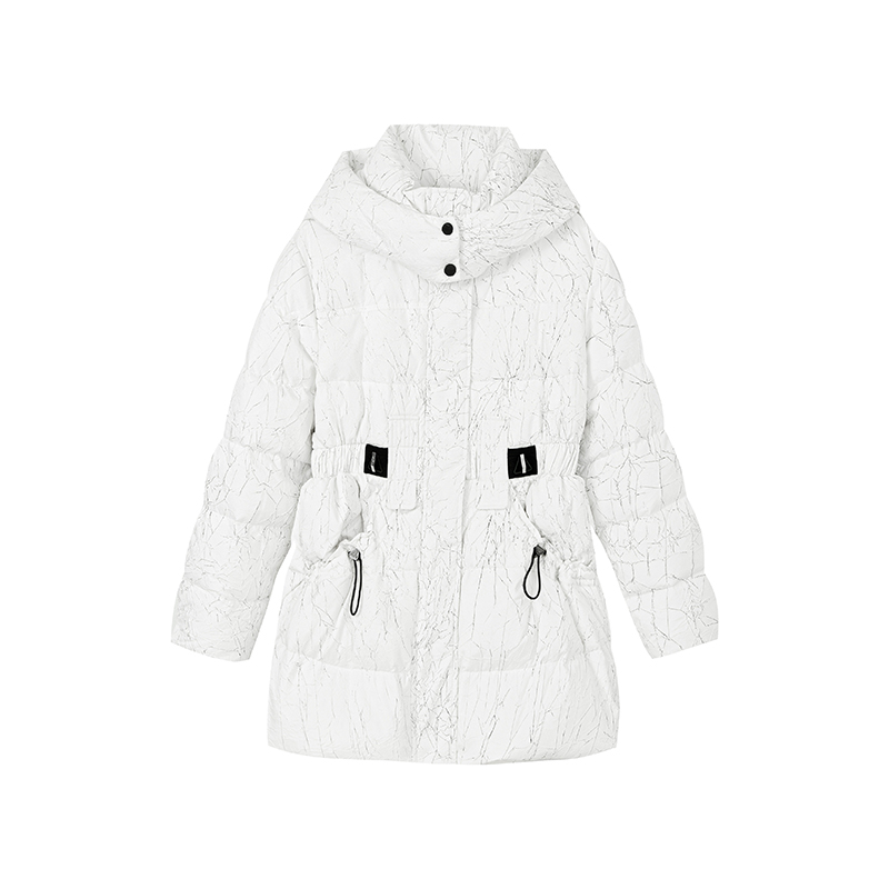 【尚雅专属】气质休闲松紧收腰鹅绒服肌理感线条加厚外套X10BYS8727