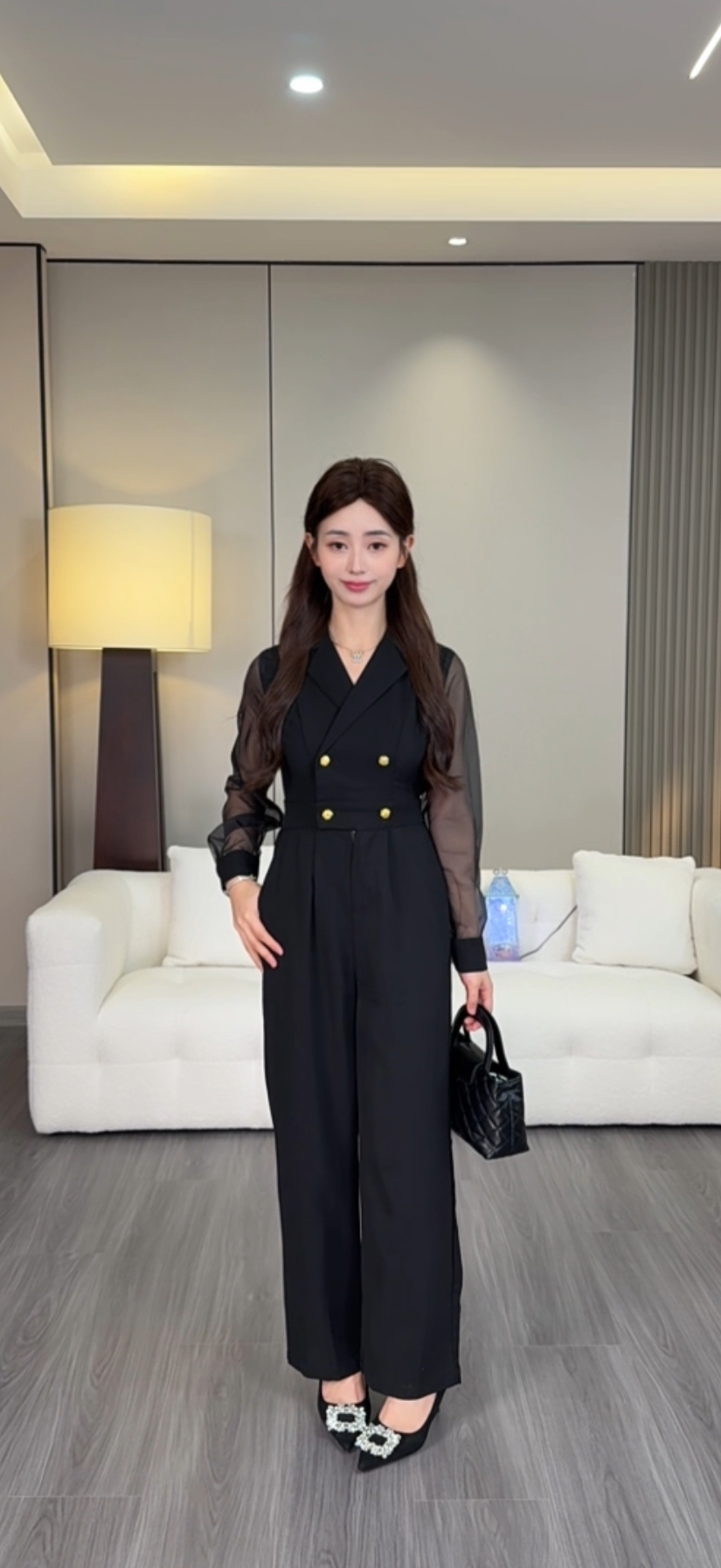 【清】小个子秋季新款休闲感气质时尚显瘦网红高腰连体裤