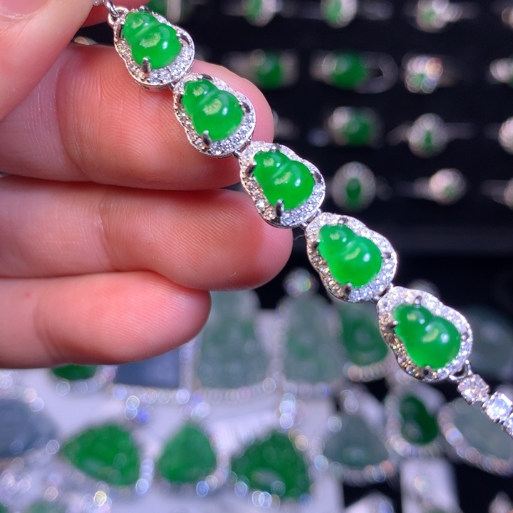 【闪购商品】翡翠银S925镶嵌吊坠(不含链)天然翡翠