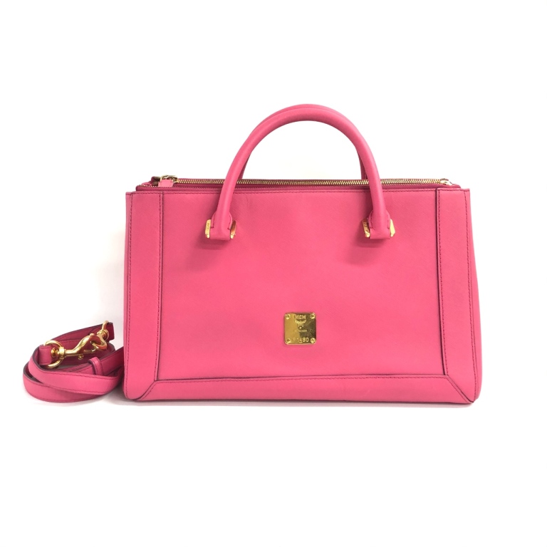 安洁利严选 MCM玫红色通勤手提单肩包 WHL411178H