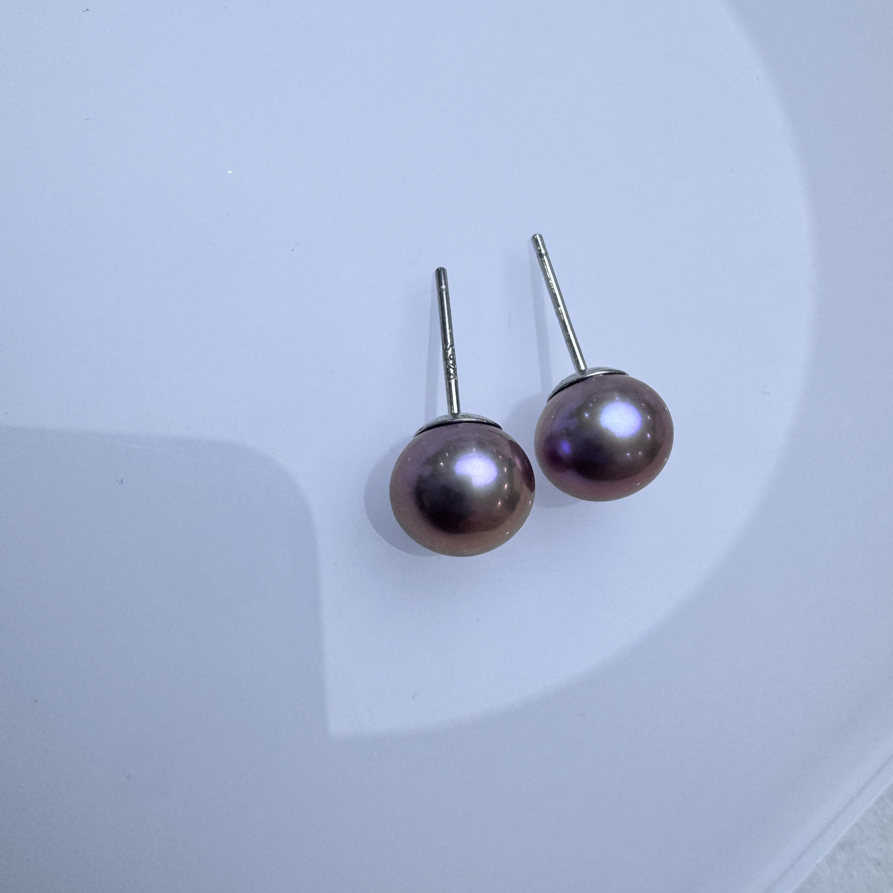 【紫珠】8mm天然淡水珍珠耳饰s925银镶嵌