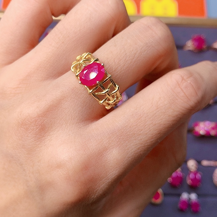 红宝石戒指银S925镶嵌