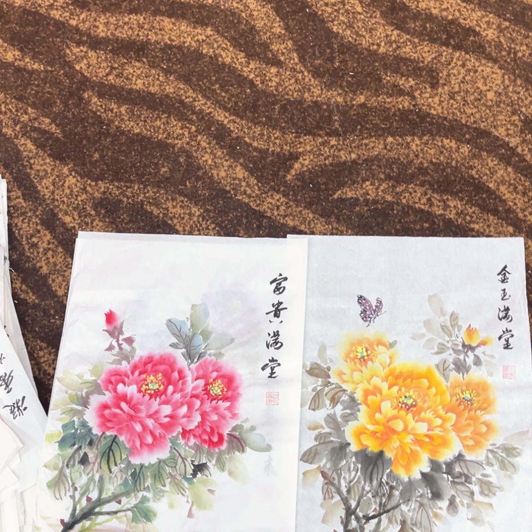 国画牡丹小品两张