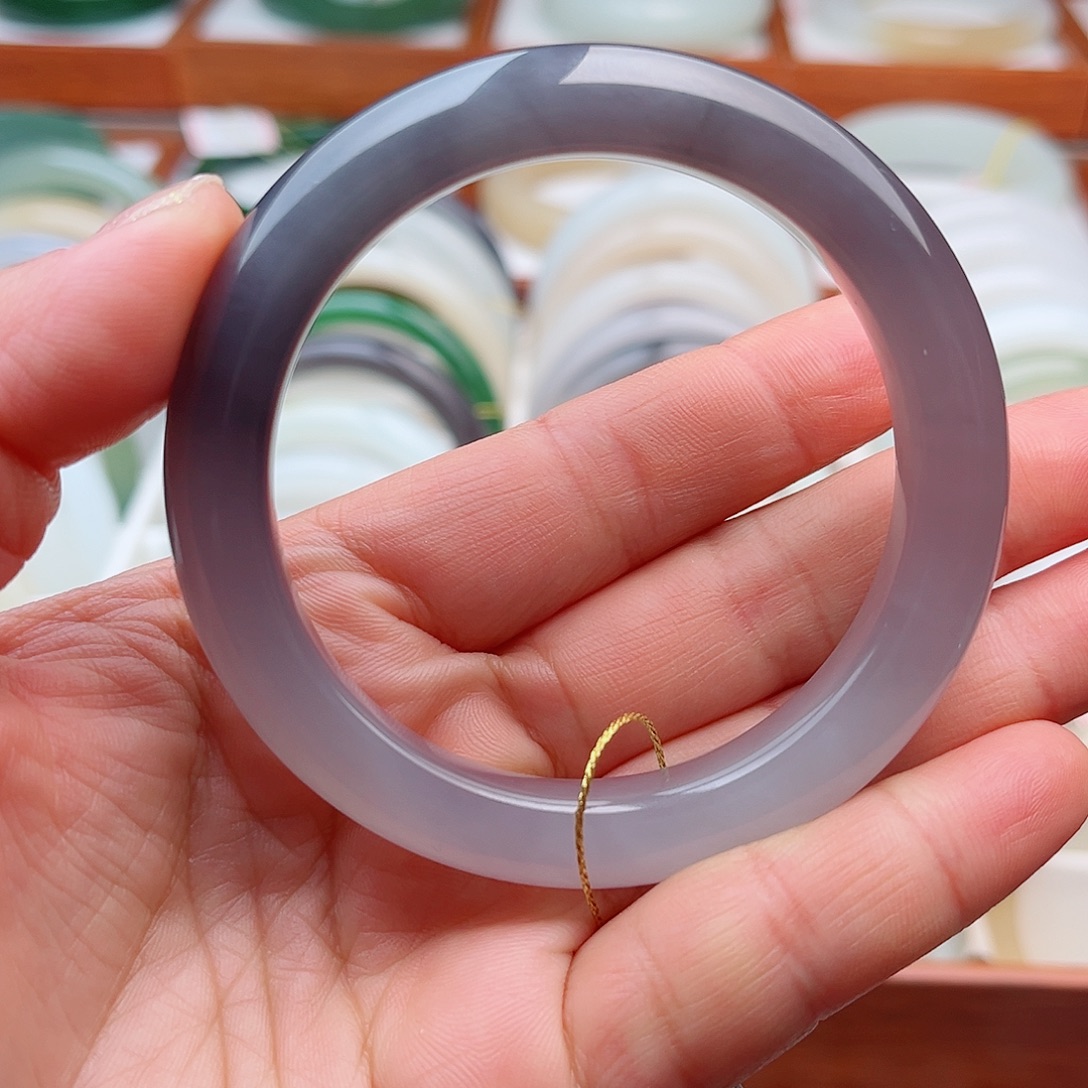 和田玉未镶嵌手镯54.5