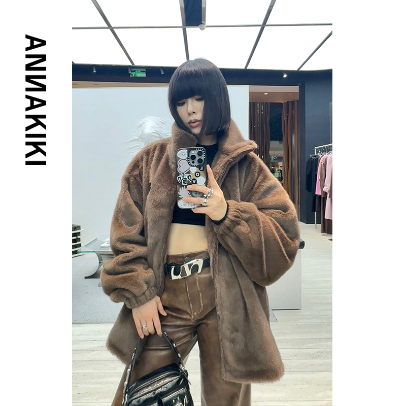 【AUNISEX专属】ANNAKIKI ANNAKIKI 宽松环保毛外套 3D4B1541H888
